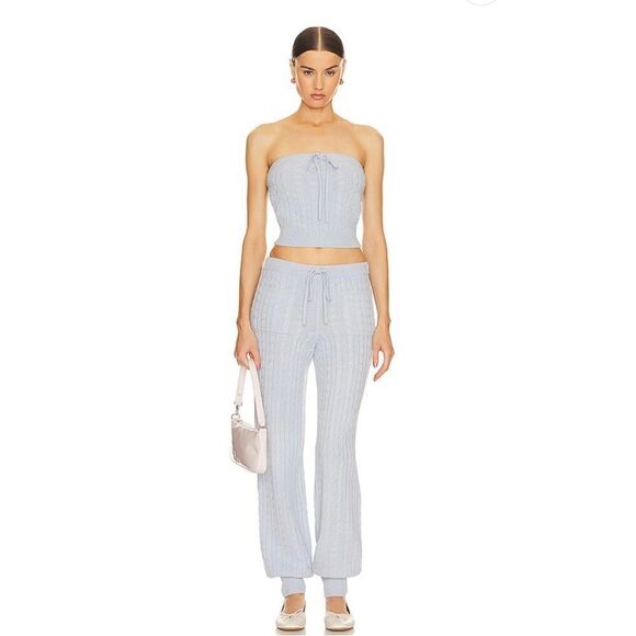 NWOT HELSA Taiki Cable Tube Top in Pale Blue - Picture 5 of 7